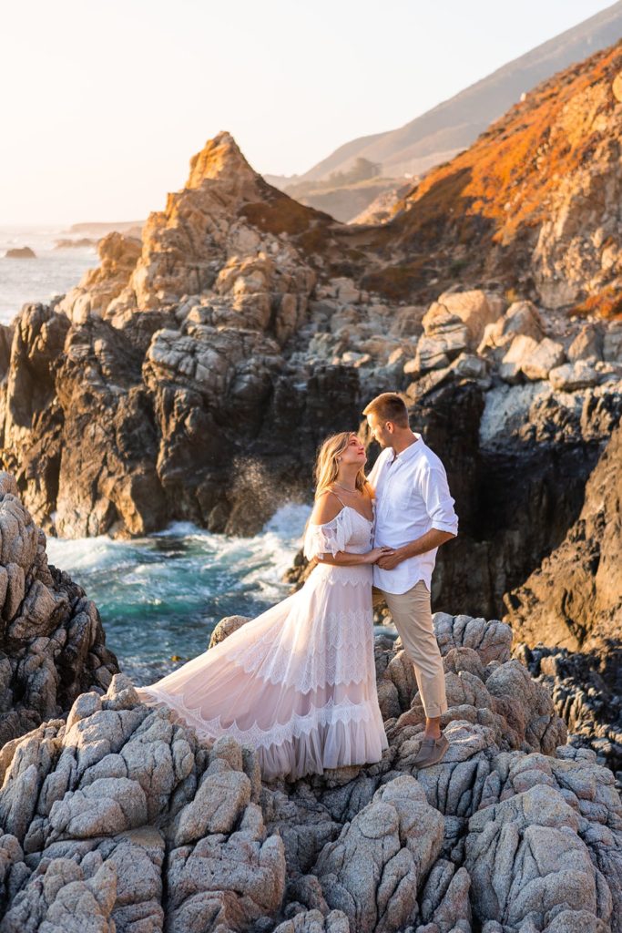 A bride and groom stare into one another's eyes during their adventure elopement with Forever and Evergreens.