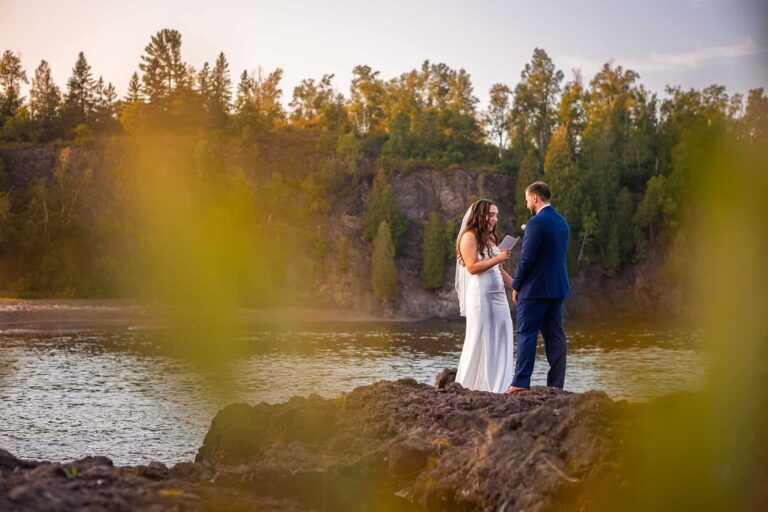 A couple says their vows on the shore of Lake Superior while eloping in Minnesota.