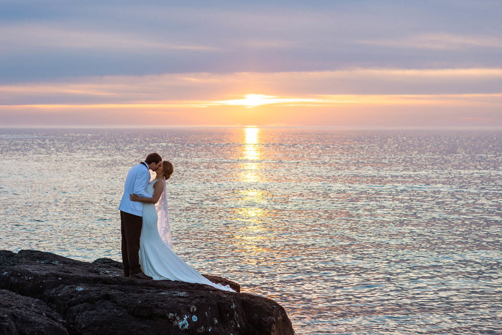 Sunrise Wedding Pictures at Gooseberry Falls State Park