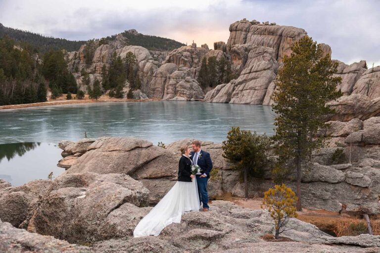 An eloping couple visits Custer State Park during their Hill City, South Dakota elopement.